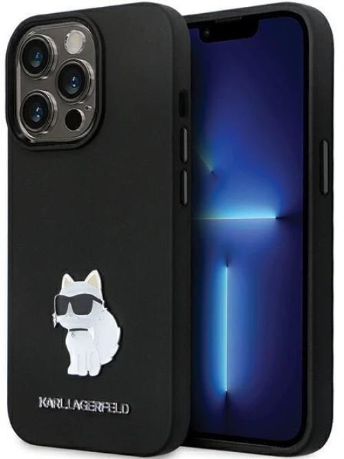 Karl Lagerfeld KLHCP14LSMHCNPK case for iPhone 14 Pro - black Silicone C Metal Pin