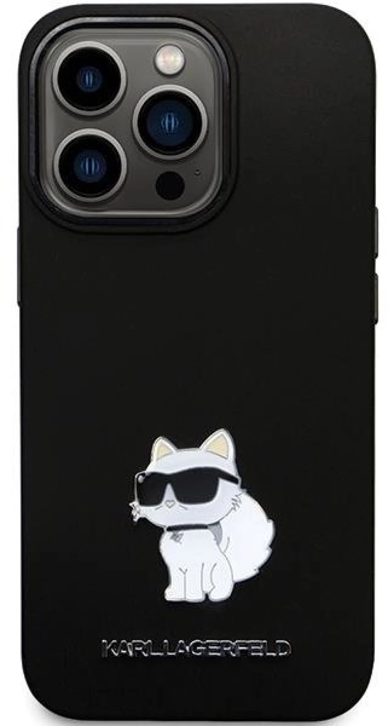 Karl Lagerfeld KLHCP14LSMHCNPK case for iPhone 14 Pro - black Silicone C Metal Pin
