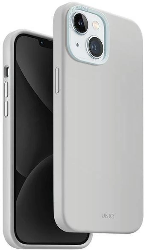 Uniq Lino Hue iPhone 15 case 6.1" Magclick Charging light gray/chalk gray