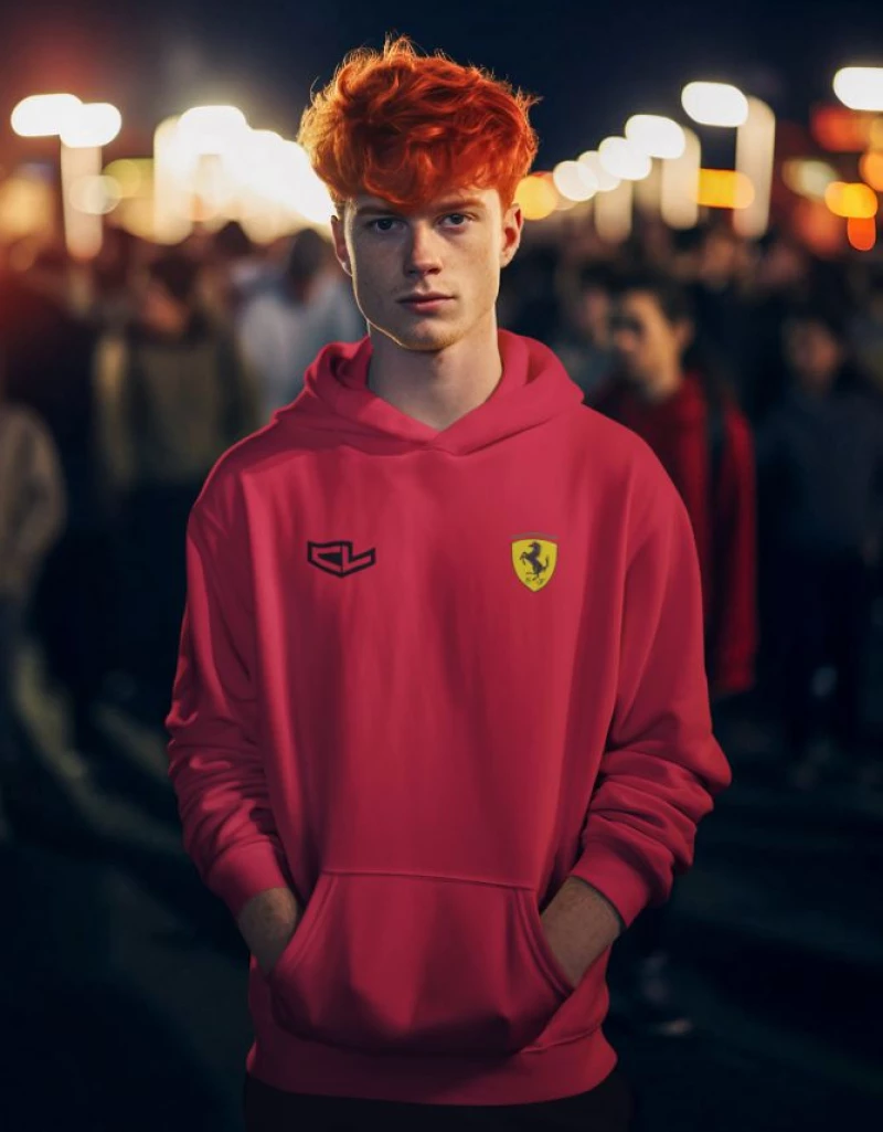 Charles Leclerc Ferrari φούτερ με κουκούλα - RED