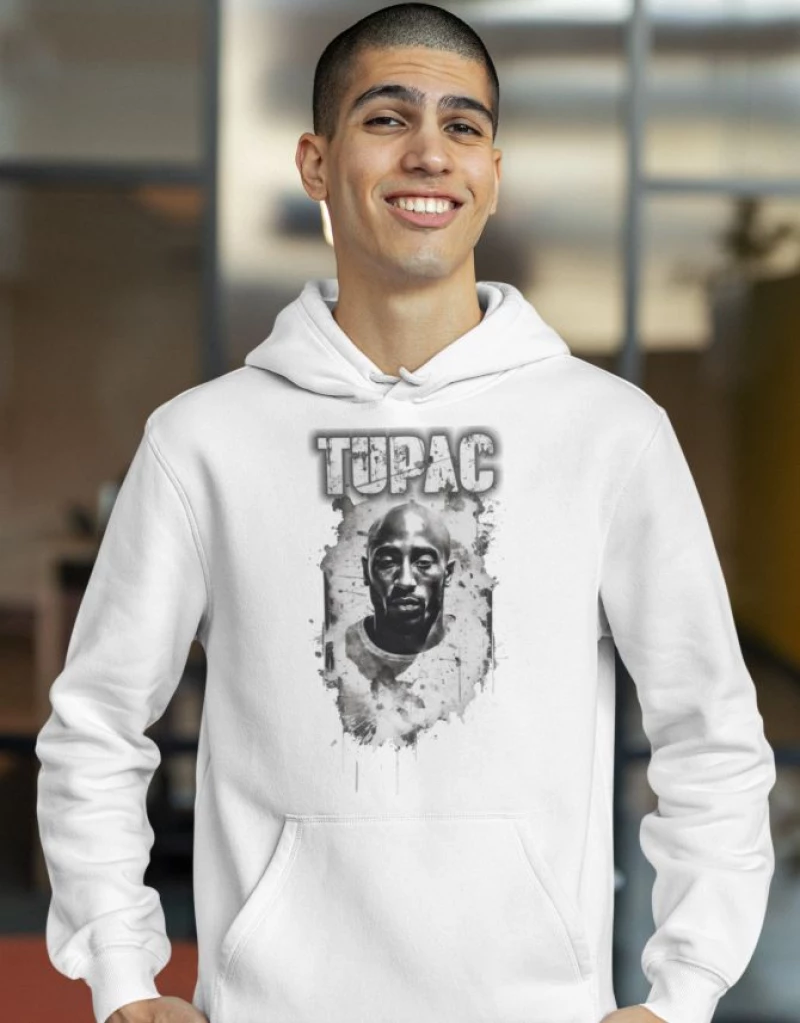 2pac φούτερ με κουκούλα - BLACK