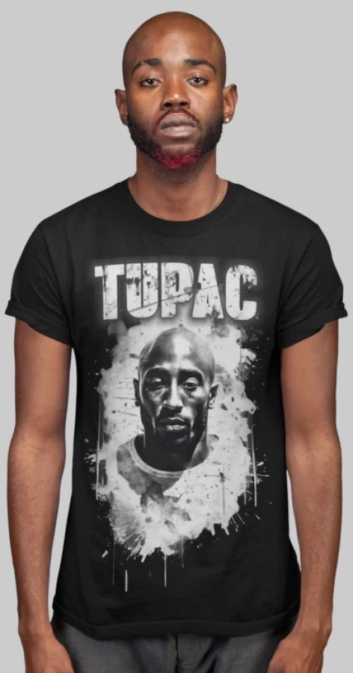 2pac t-shirt - BLACK