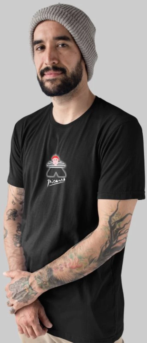 Picasso Meeple T-shirt - BLACK