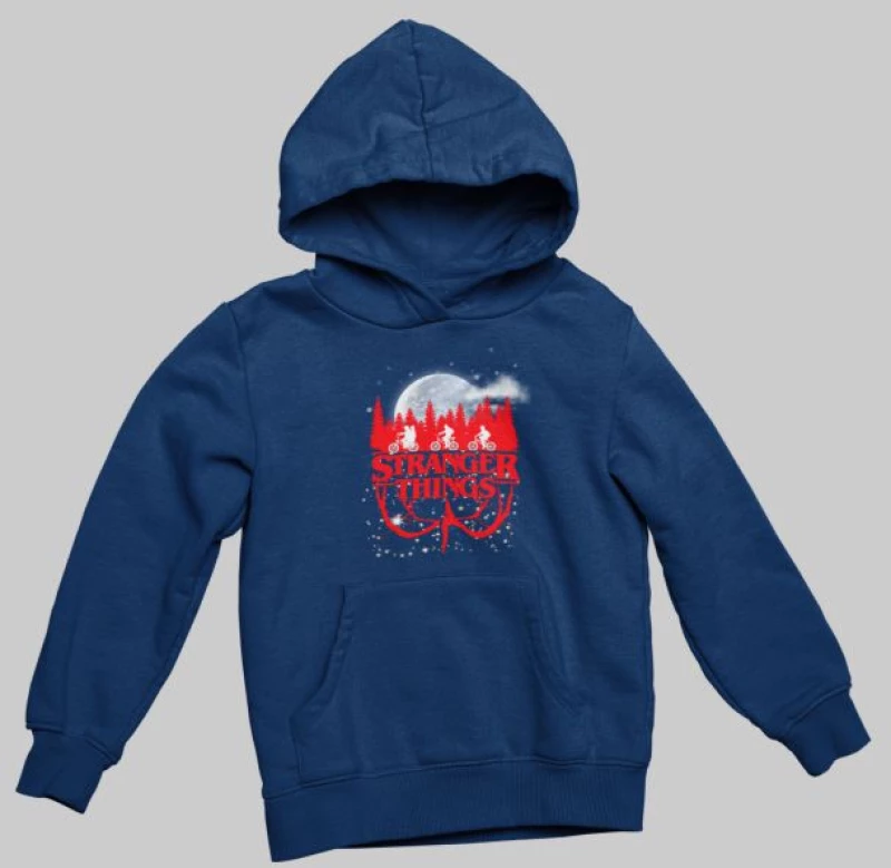 Stranger Things Upside Down παιδικό φούτερ με κουκούλα - ROYAL BLUE