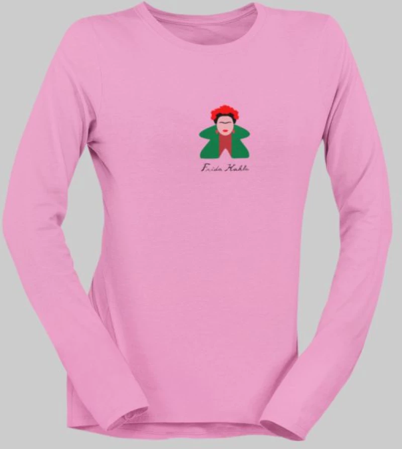 Frida Kahlo Meeple μακρυμάνικο w T-shirt - WHITE