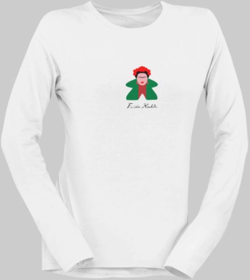 Frida Kahlo Meeple μακρυμάνικο w T-shirt - WHITE