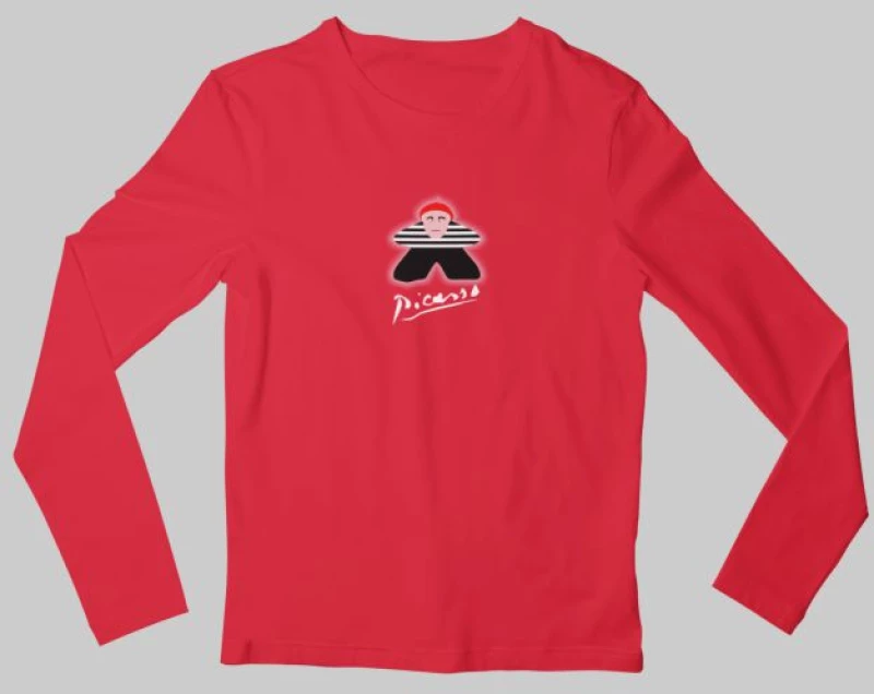 Picasso Meeple μακρυμάνικο παιδικό T-shirt - RED