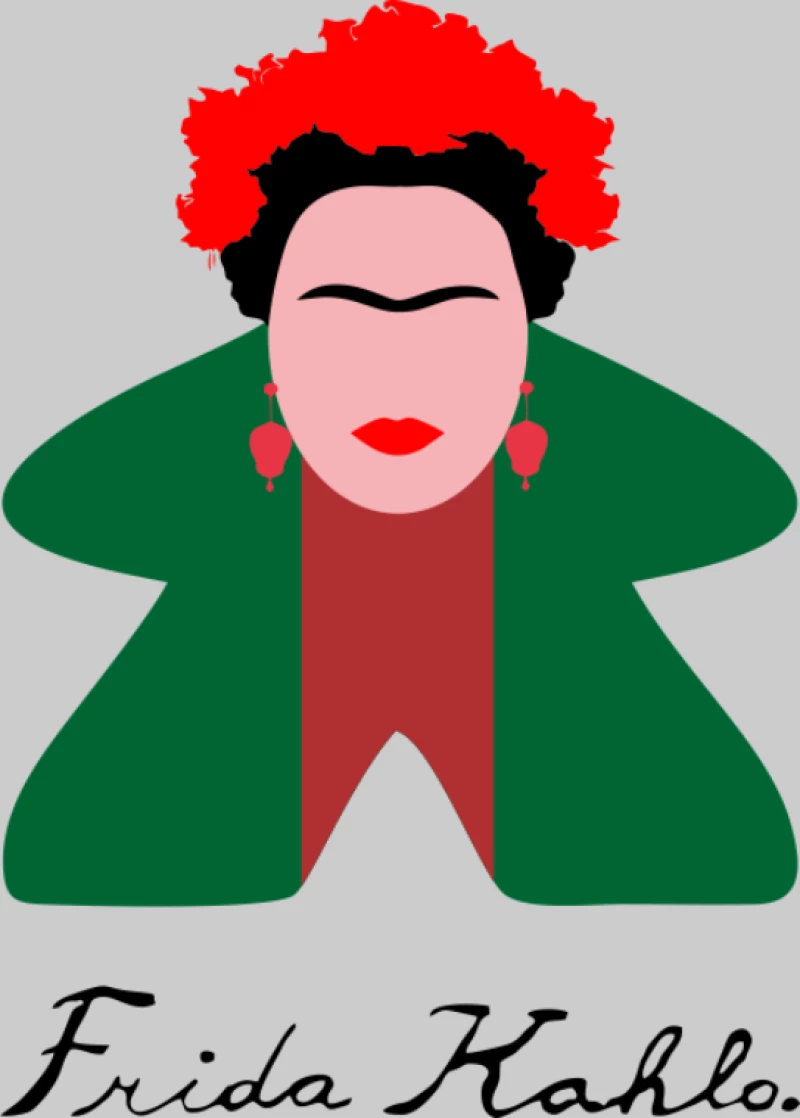 Frida Kahlo Meeple Φούτερ με κουκούλα - SKY BLUE
