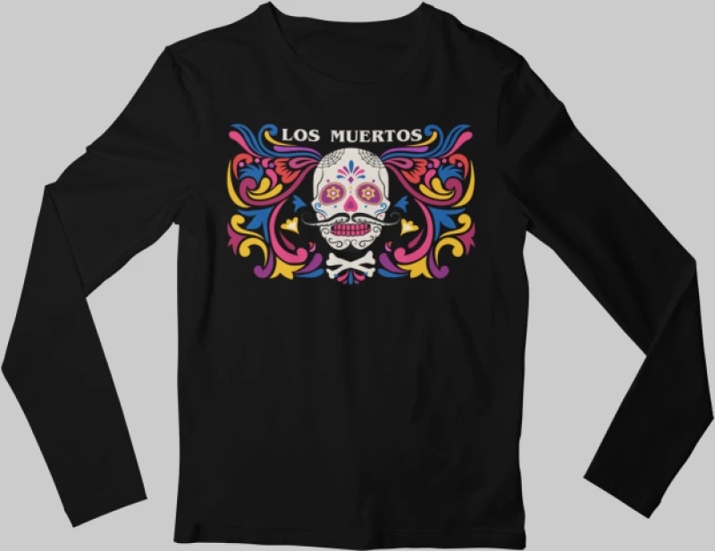 Los Muertos μακρυμάνικο παιδικό T-shirt - BLACK