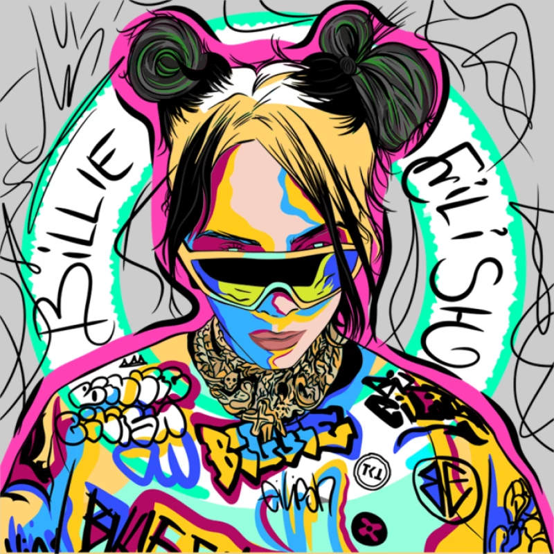 Billie Eilish Street Art W Hoodie - FUCHSIA