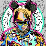 Billie Eilish Street Art W Hoodie - FUCHSIA