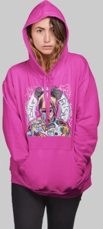 Billie Eilish Street Art W Hoodie - FUCHSIA