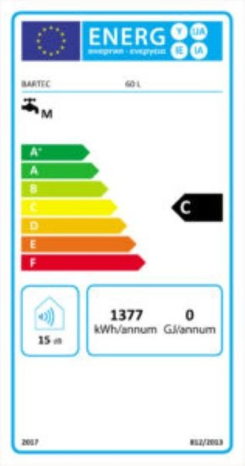 Θερμοσίφωνας Bartec 60lt 4Kw Φ36 (Στενός) Super Glass Standard Οριζόντιος Τοίχου