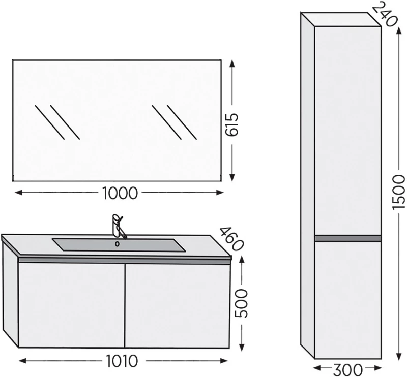 Έπιπλο Μπάνιου Furnibath Madrid 100C Royal Walnut Βάση,Νιπτήρας,Καθρέφτης(5MD100CWL)