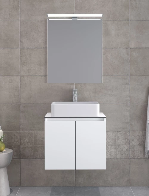 Έπιπλα μπάνιου Furnibath Madrid 60TC Royal White Βάση, Νιπτήρας, Καθρέφτης (5MDCT60CWH)