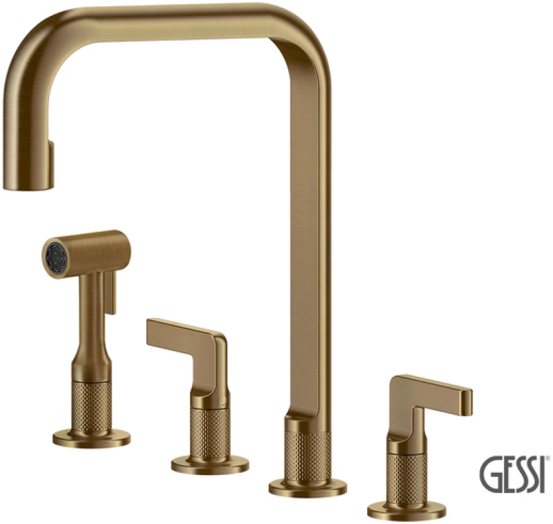 Μπαταρία Νεροχύτη 4 οπών INCISO, GESSI Warm Bronze Brushed PVD