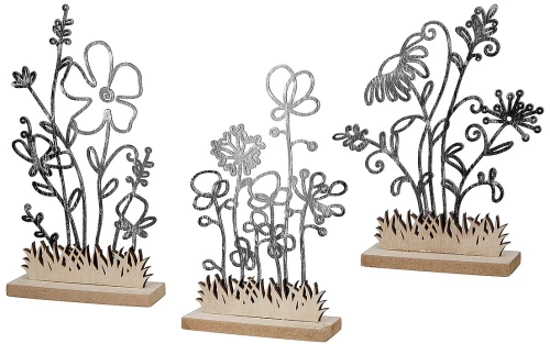 Διακοσμητικό ArteLibre Φυτά Μαύρο/Φυσικό MDF 3.5x16.5x19cm Σε 3 Σχέδια