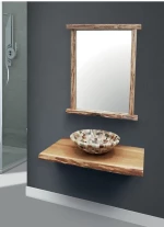 Έπιπλο Μπάνιου Flinstone 70-80cm Πάγκος Μασίφ Δρυς & Καθρέπτης