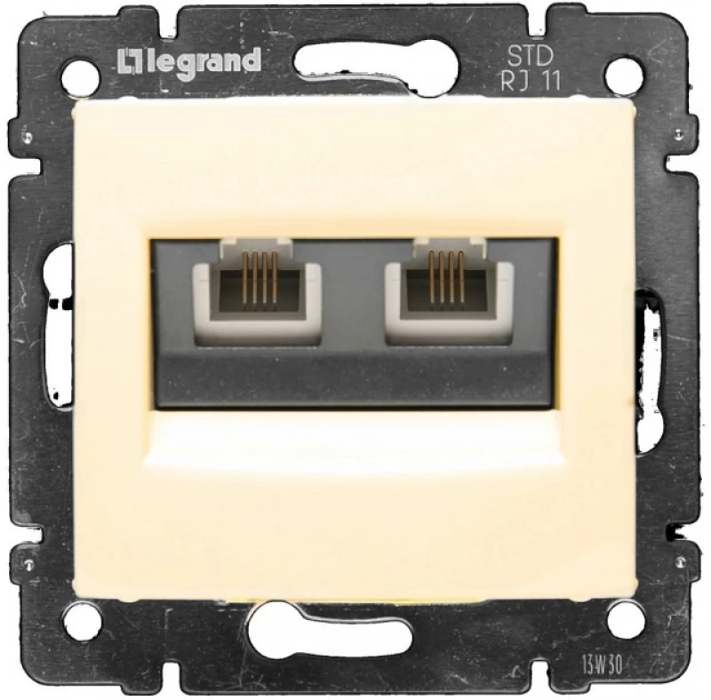 Πρίζα τηλεφώνου RJ11 4 επαφών 2 εξόδων Valena LEGRAND 774339 Ivory/Κρεμ