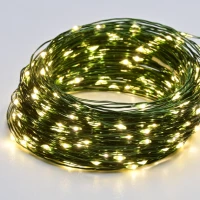 Λαμπάκια Σειρά 100 LED Χρονοδιακόπτης Θερμό Φως Πράσινο Καλώδιο Χάλκινο Μπαταρίας 3xAA IP44 10μ και 10cm X01100155 ACA X01100155 Πράσινο