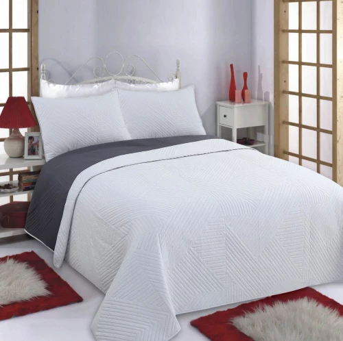 ΚΟΥΒΕΡΛΙ σετ (240cm x 260cm + 2 x 50cm x 70cm) LINES γκρί/ανθρακί - -