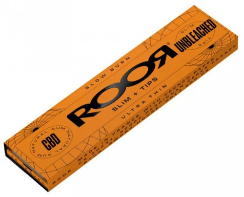 Roor Χαρτάκια Unbleached - King Size Slim 32φ.  με Τζιβάνα