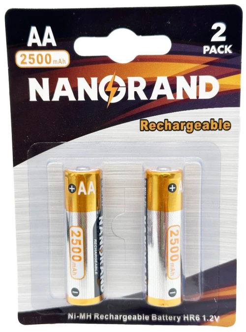 Μπαταρία NANORAND Ni-MH επαναφορτιζόμενη ΑΑ 1.2V 2500mAh 2 Τεμάχια