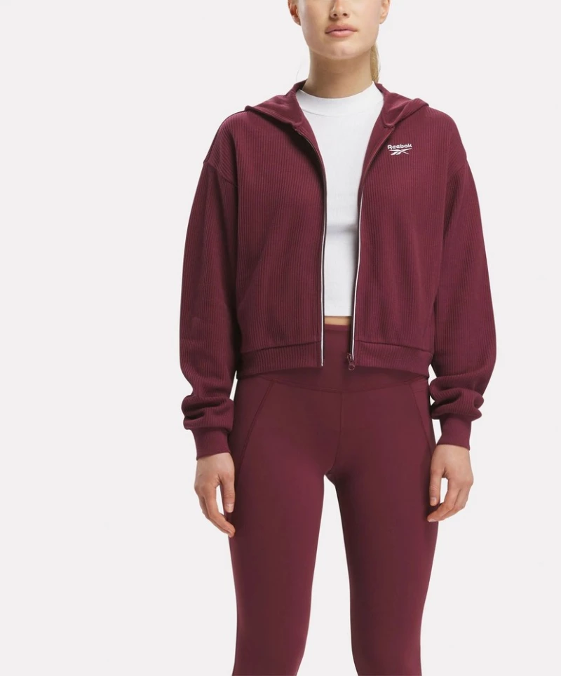 REEBOK RIE Waffle Fullzip Φούτερ Γυναικείο 100037121 REEBOK Κόκκινο
