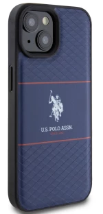 U.S. Polo Assn. HC PU Pattern Stripe Θήκη προστασίας από σιλικόνη iPhone 15 - Navy