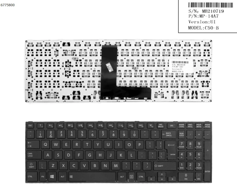 Πληκτρολόγιο Keyboard Toshiba Satellite C55-B5202  C55-B5201 C55T-B5109