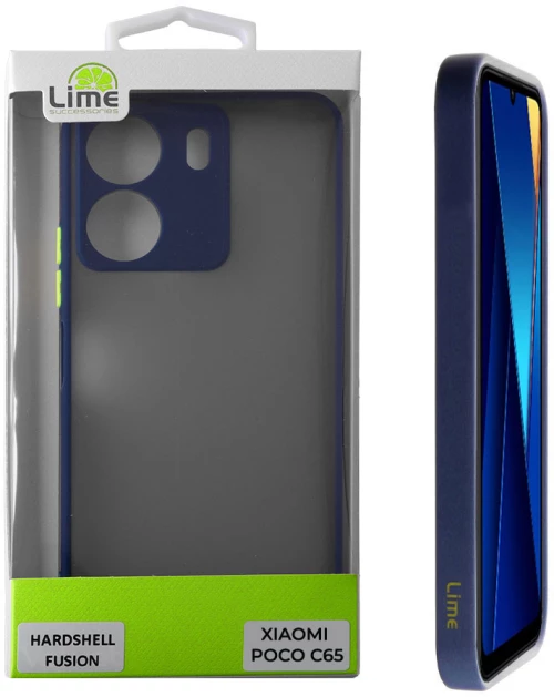LIME ΘΗΚΗ XIAOMI POCO C65 6.74" HARDSHELL FUSION FULL CAMERA PROTECTION BLUE WITH YELLOW KEYS