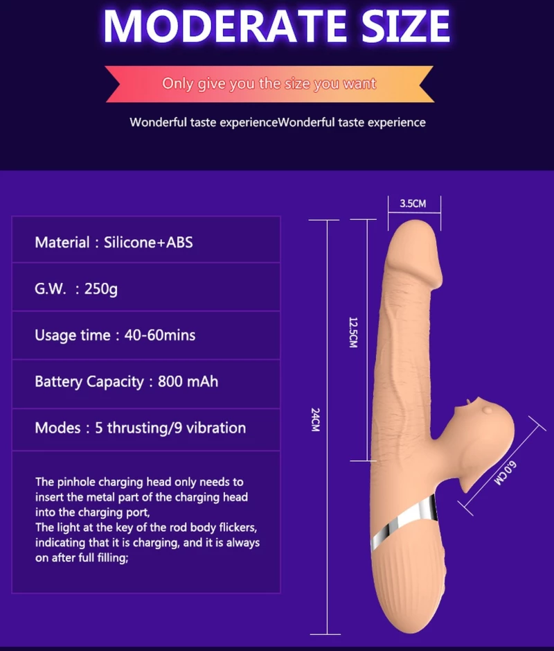 Wibrator-Basia Thtusting Vibrator 2 in 1 Tongue Vibrators USB