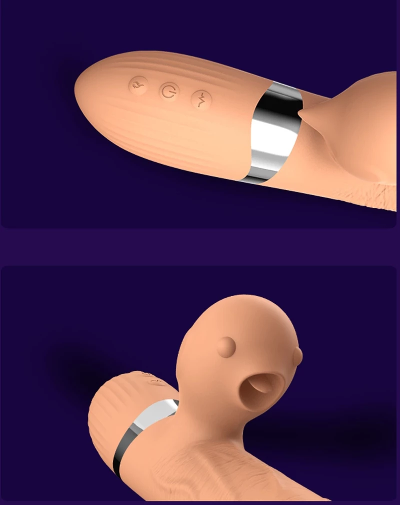 Wibrator-Basia Thtusting Vibrator 2 in 1 Tongue Vibrators USB
