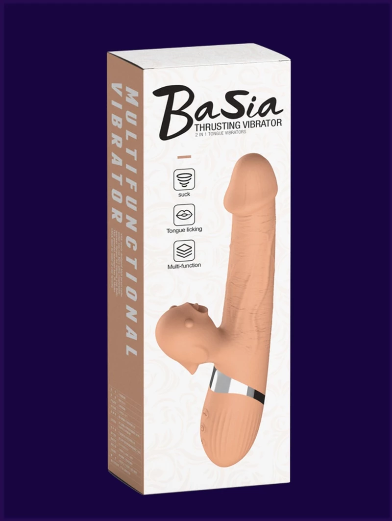 Wibrator-Basia Thtusting Vibrator 2 in 1 Tongue Vibrators USB