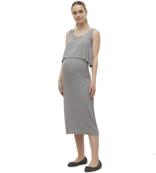 Φόρεμα εγκυμοσύνης θηλασμού midi grey 20019891 Mamalicious