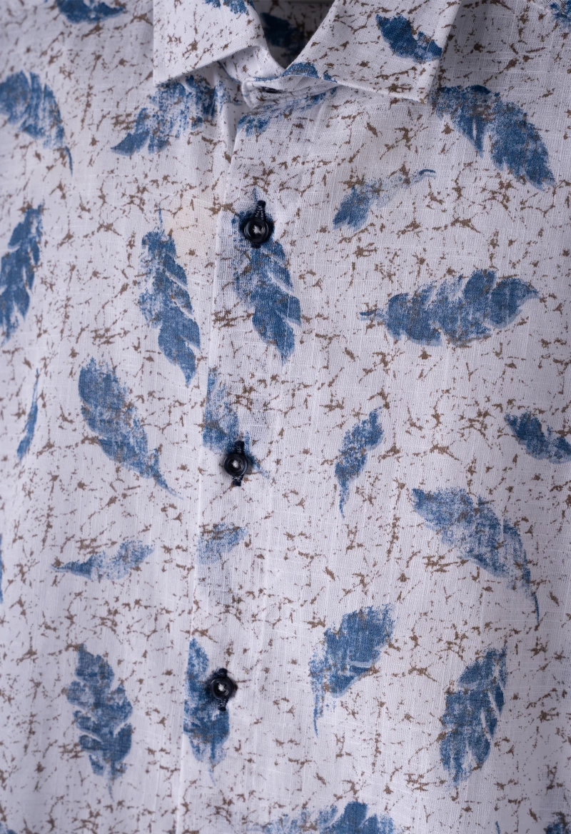 Πουκάμισο "Blue leafs" λευκό (Λευκό)