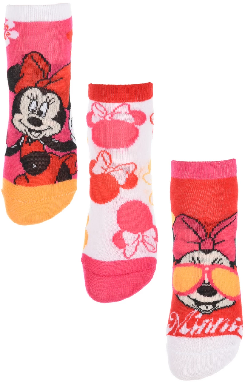 Σετ 3 ζευγάρια κάλτσες κοντές "Minnie Mouse" κόκκινο (Κόκκινο)