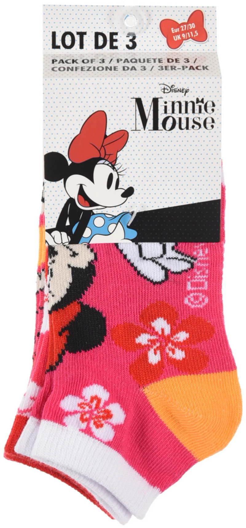 Σετ 3 ζευγάρια κάλτσες κοντές "Minnie Mouse" κόκκινο (Κόκκινο)