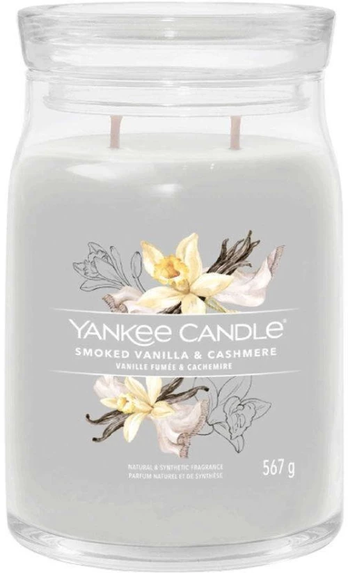 Αρωματικό Κερί Signature Smoked Vanilla & Cashmere Large 1629989E 9,3x15,7cm Grey Yankee Candle