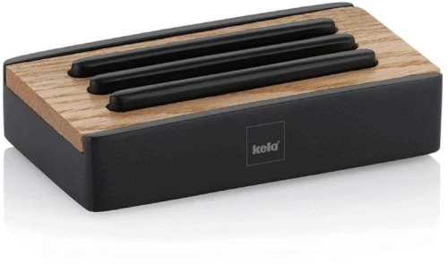 Σαπουνοθήκη Cube 23686 12x7x3cm Black-Natural Kela Ξύλο
