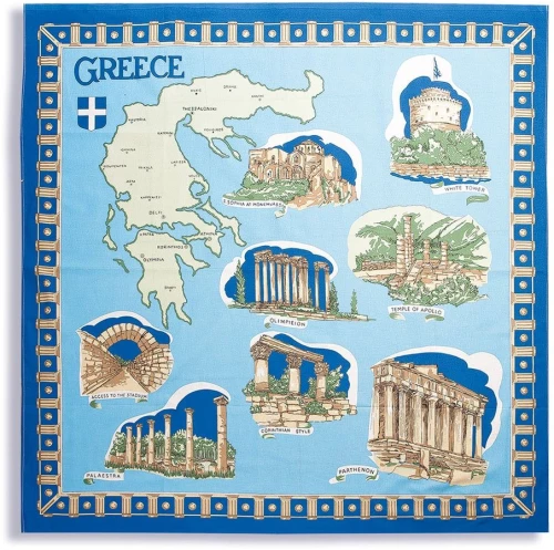 Τραπεζομάντηλο Ελλάδα Blue DimCol 130X130 100% Βαμβάκι
