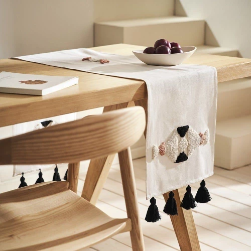 Runner Haylo 407 Ecru-Black Gofis Home 35Χ160 Βαμβάκι-Πολυέστερ