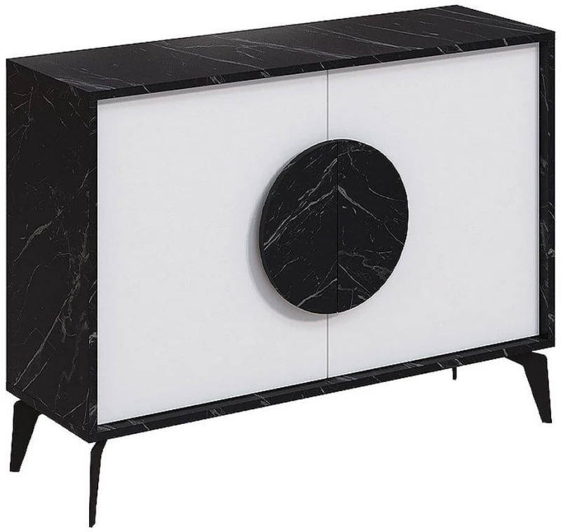 Μπουφές Gora 0214149 110x35,6x82cm Black Marble Effect - White