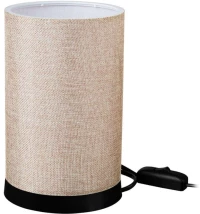 Φωτιστικό Επιτραπέζιο 14-0314 Tl-07/H-06 1/E27 Φ14x23,5cm Κυλινδρικό Αμπαζούρ Sand-Black Heronia Μέταλλο,Ύφασμα