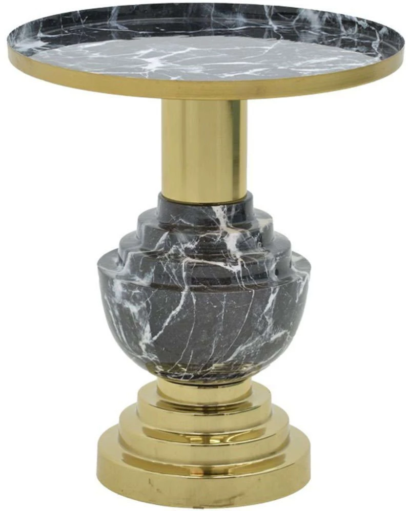 Τραπεζάκι Βοηθητικό Cogent 287-000005 Φ46x50cm Marble Effect Black-Gold