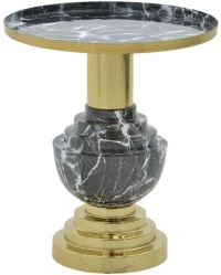 Τραπεζάκι Βοηθητικό Cogent 287-000005 Φ46x50cm Marble Effect Black-Gold