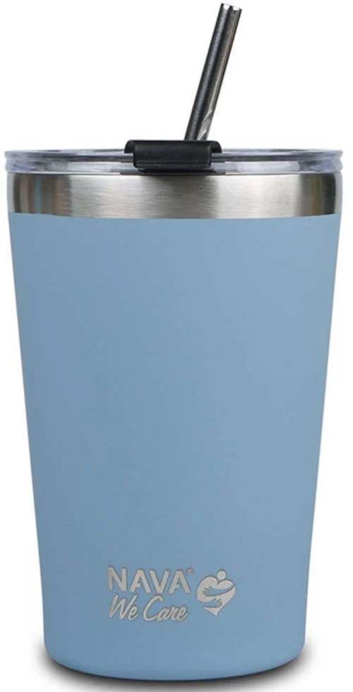 Ποτήρι - Θερμός Με Καλαμάκι We Care 10-262-111 9,5x9x13,5cm 450ml Blue Nava