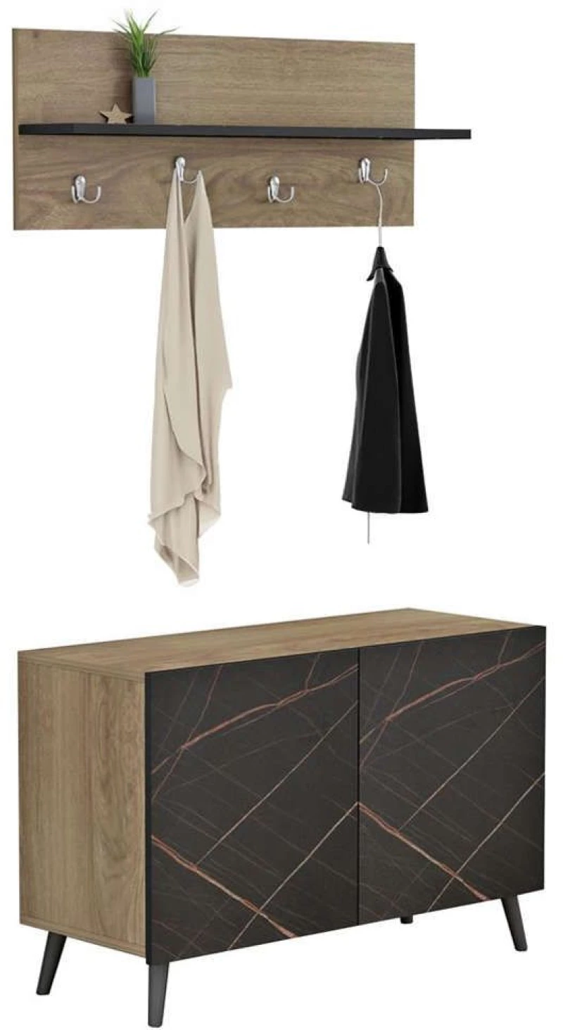Έπιπλο Εισόδου Delphine HM8876.12 80x31,3x41,5cm Natural-Black Μελαμίνη