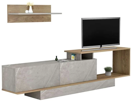 Σύνθετο Τηλεόρασης Garcelle HM8904.14 180x29,6x45cm Texture Natural-Stone Μελαμίνη