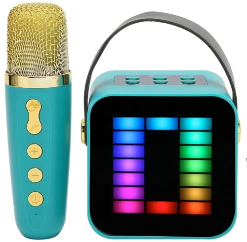Φορητό Ηχείο Ηχοσύστημα Bluetooth Καραόκε με Ασύρματο Μικρόφωνο Bluetooth Λειτουργία Εγγραφής Ήχου Γαλάζιο ZX-01